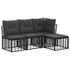 vidaXL Set vanjskih sofa Crna Poliester