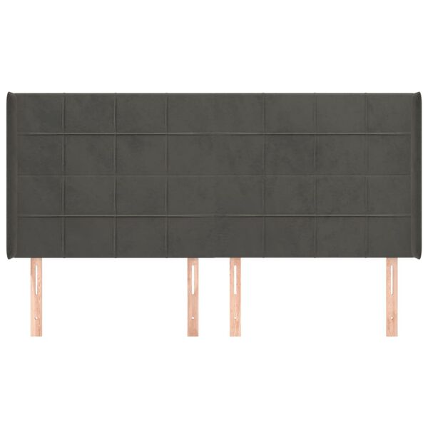 vidaXL Uzglavlje s u&scaron;ima tamnosivo 183x16x118/128 cm bar&scaron;unasto