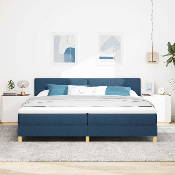 vidaXL Boxspring krevet s madracem Plava 200 x 200 cm tkanina