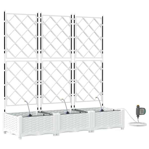 vidaXL Vrtna saksija 3 pcs Bijelo Čelik