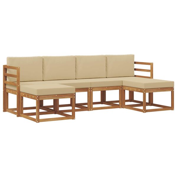vidaXL Set vanjskih sofa 6 pcs Prirodna i bež Konstruirano drvo