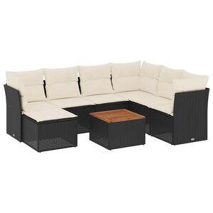 vidaXL 8-dijelni set vrtnih sofa od poliratana s jastucima crni