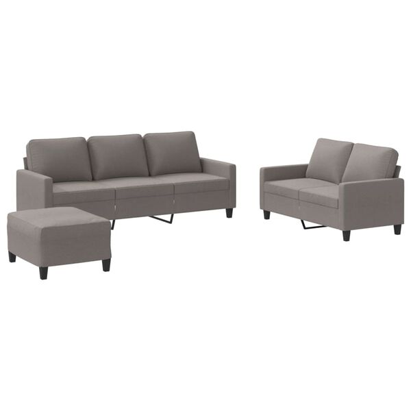 vidaXL 3-dijelni set sofa s jastucima smeđesivi od tkanine