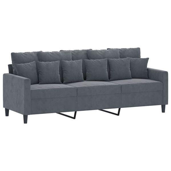 vidaXL 3-dijelni set sofa s jastucima tamnosivi baršunasti