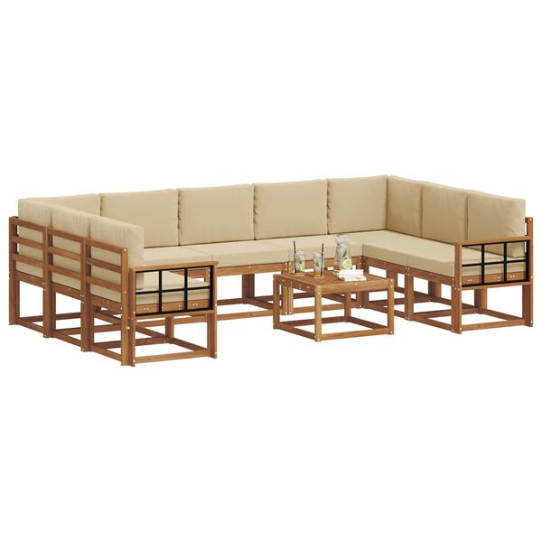 vidaXL Set vanjskih sofa s jastukom 10 pcs Prirodna i bež