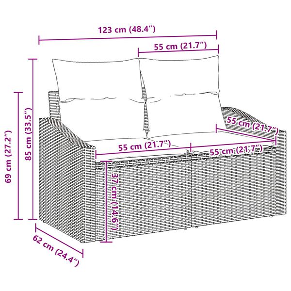 vidaXL Sjedeća garnitura za vrt s pohranom Svijetlo siva poliratan