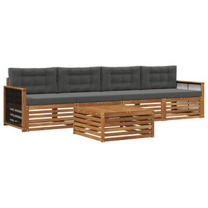 vidaXL Set vanjskih sofa s jastukom 5 pcs Prirodna i antracit