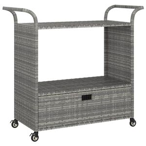 vidaXL Barska kolica s ladicom siva 100 x 45 x 97 cm od poliratana