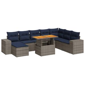 vidaXL 9-dijelni set vrtnih sofa od poliratana s jastucima sivi
