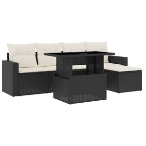 vidaXL 6-dijelni set vrtnih sofa s jastucima crni od poliratana