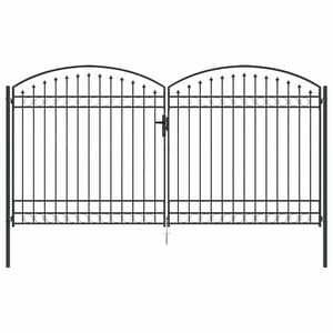 vidaXL Ogradna vrata s zaključavanjem Siva 301 x 224.5 cm Čelik