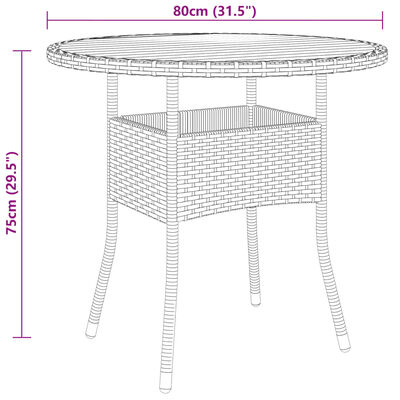 vidaXL Vrtni stol Ø 80 x 75 cm od bagremovog drva i poliratana sivi