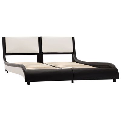 vidaXL Okvir za krevet od umjetne kože LED crno-bijeli 140 x 200 cm