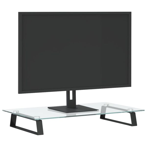 vidaXL Stalak za monitor crni 60x35x8 cm kaljeno staklo i metal