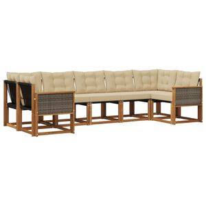 vidaXL Set vanjskih sofa s jastukom 7 pcs Prirodna i bež