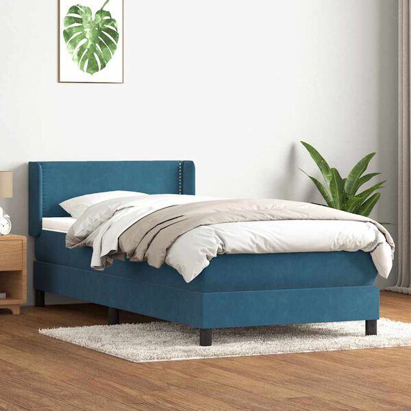 vidaXL Box Spring krevet s madracem tamnoplavi 80x210 cm bar&scaron;un