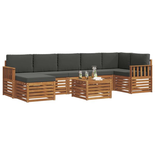 vidaXL Setovi sofa 8 pcs Prirodna i antracit Čvrsto drvo akacije