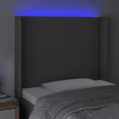 vidaXL LED uzglavlje sivo 93x16x118/128 cm od umjetne kože