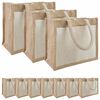 vidaXL Torbe od jute s džepom 10 Prirodna i bijela 26 x 22 x 14 cm