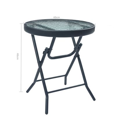 vidaXL Bistro stol crni 40 x 46 cm od čelika i stakla