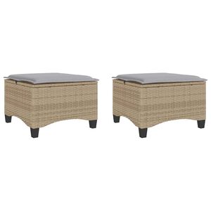 vidaXL Vrtni tabure s jastucima 2 kom bež 55x55x36 cm poliratan