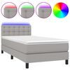 vidaXL Krevet box spring s madracem LED svjetlosivi 80x200 cm tkanina