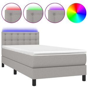 vidaXL Krevet box spring s madracem LED svjetlosivi 80x200 cm tkanina