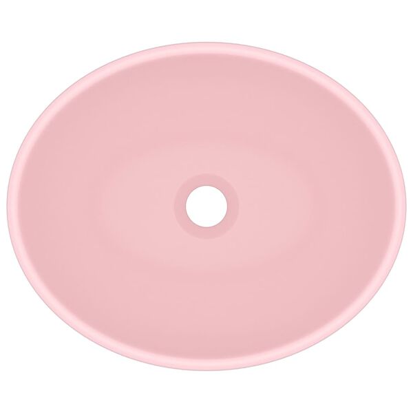 vidaXL Luksuzni ovalni umivaonik mat ružičasti 40 x 33 cm keramički