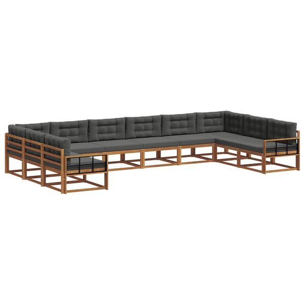 vidaXL Set vanjskih sofa s jastukom 10 pcs Prirodna i antracit