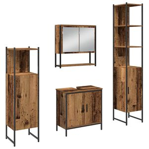 vidaXL Set namje&scaron;taja za kupaonicu 4 kom. Smeđa 33 x 33 x 185,5 cm