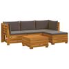 vidaXL Set vanjskih sofa s jastukom 5 Komad Smeđa Čvrsto drvo akacije