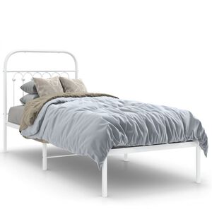 vidaXL Metalni okvir krevet bez madraca s uzglavljem bijeli 75x190 cm