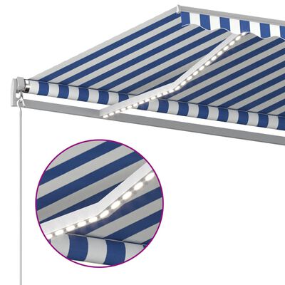 vidaXL Automatska tenda sa senzorom LED 4,5 x 3,5 m plavo-bijela