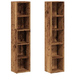 vidaXL Ormarići za CD-ove 2 kom boja starog drva 21x16x93,5 cm drveni