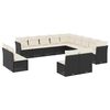 vidaXL 13-dijelni set vrtnih sofa s jastucima poliratan crni
