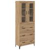 vidaXL Highboard Umjetnički hrast 69,5 x 34 x 180 cm Konstruirano drvo