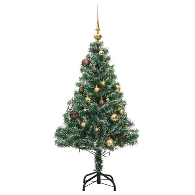 vidaXL Umjetno božićno drvce 150 LED s kuglicama i snijegom 150 cm