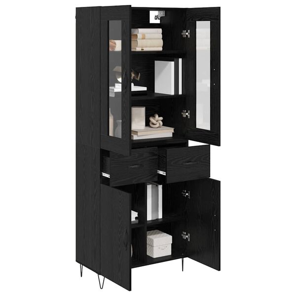 vidaXL Highboard Crni hrast 69,5 x 34 x 90 cm Konstruirano drvo