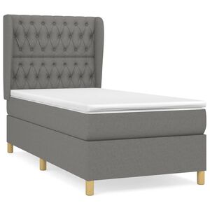 vidaXL Krevet s oprugama i madracem tamnosivi 90x200 cm od tkanine