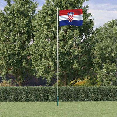 vidaXL Hrvatska zastava i jarbol 6,23 m aluminijski