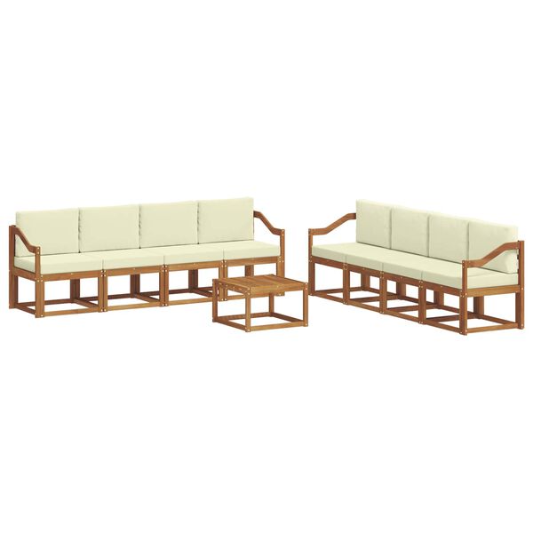 vidaXL Set vanjskih sofa 9 pcs Prirodna i krem Čvrsto drvo akacije