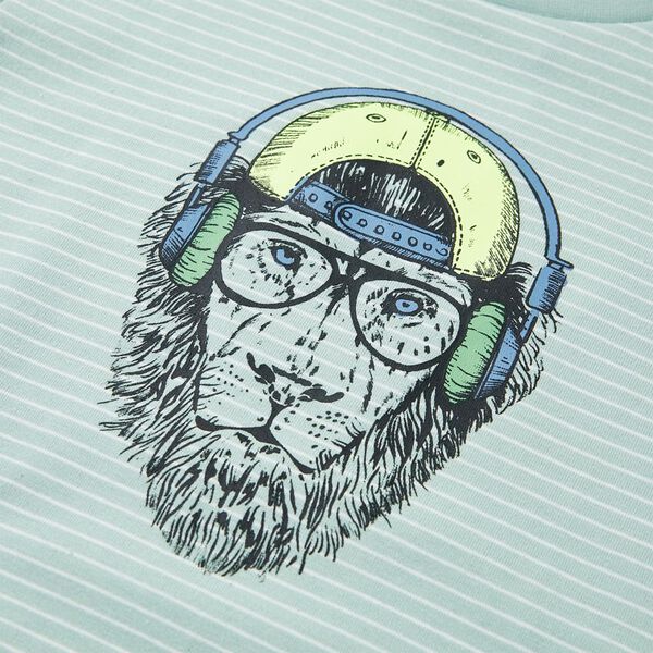 Dječja majica kratkih rukava s prugama svijetla boja mente 92