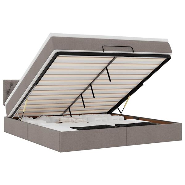 vidaXL Otomanski krevet s madracem smeđesivi 160x200cm od tkanine