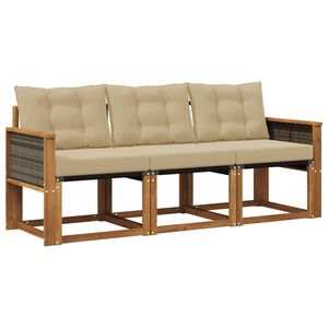 vidaXL Set vanjskih sofa s jastukom 3 pcs Prirodna i bež