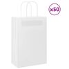 vidaXL Papirnate vrećice 50 kom s ručkama bijele 21x11x31 cm