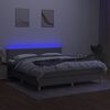 vidaXL Krevet box spring s madracem LED svjetlosivi 180x200 cm tkanina
