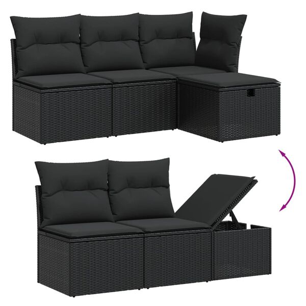 vidaXL 7-dijelni set vrtnih sofa od poliratana s jastucima crni