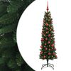 vidaXL Umjetno usko božićno drvce s kuglicom 120 cm 150 LED lampica