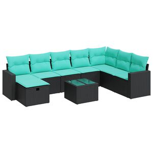 vidaXL 8-dijelni set vrtnih sofa od poliratana s jastucima crni