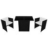 vidaXL 3-dijelni bistro set od poliratana s jastucima crni